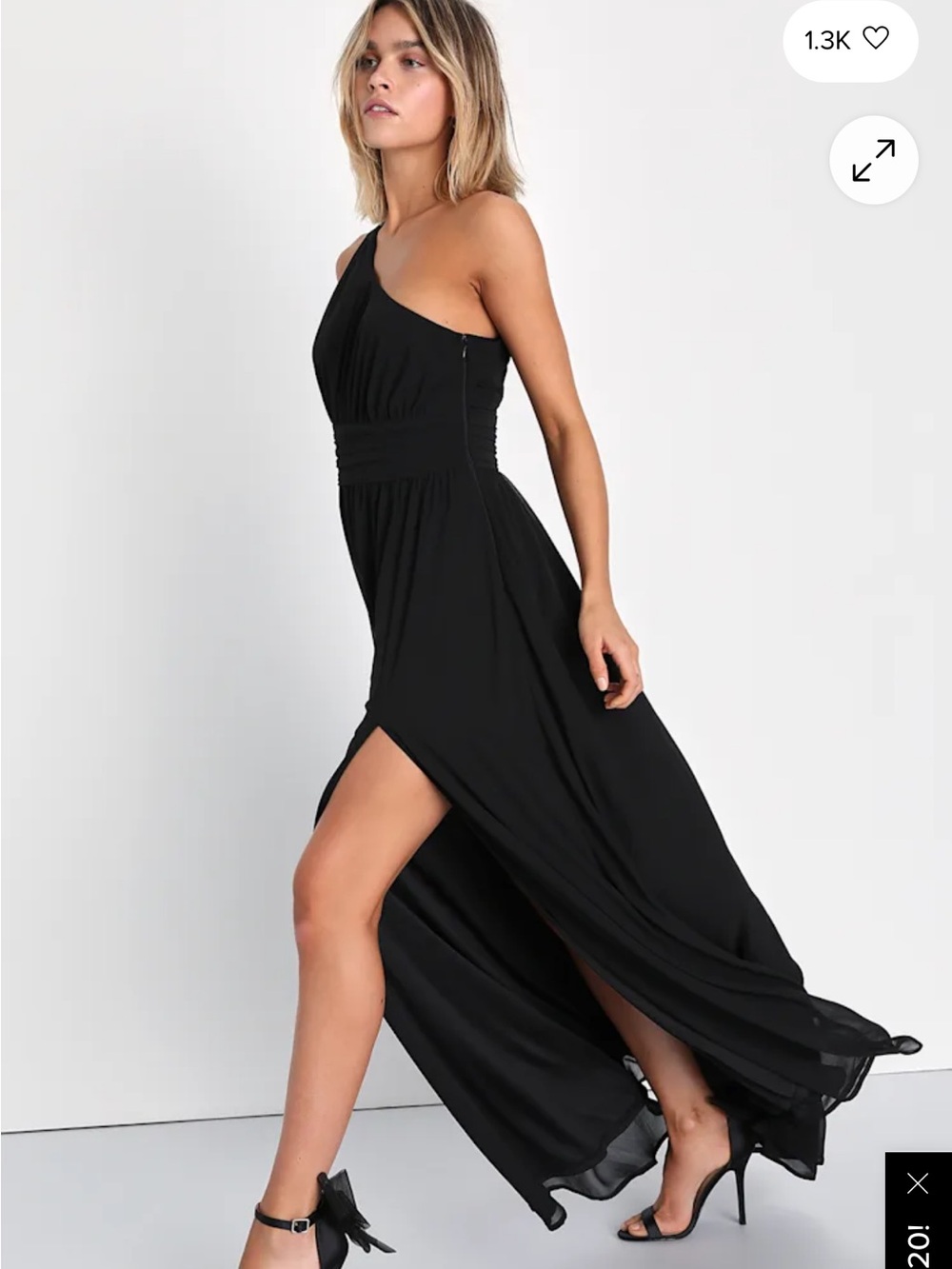 Lulus Graciously Gorgeous Black One Shoulder Cutout Maxi Dress Size Medium